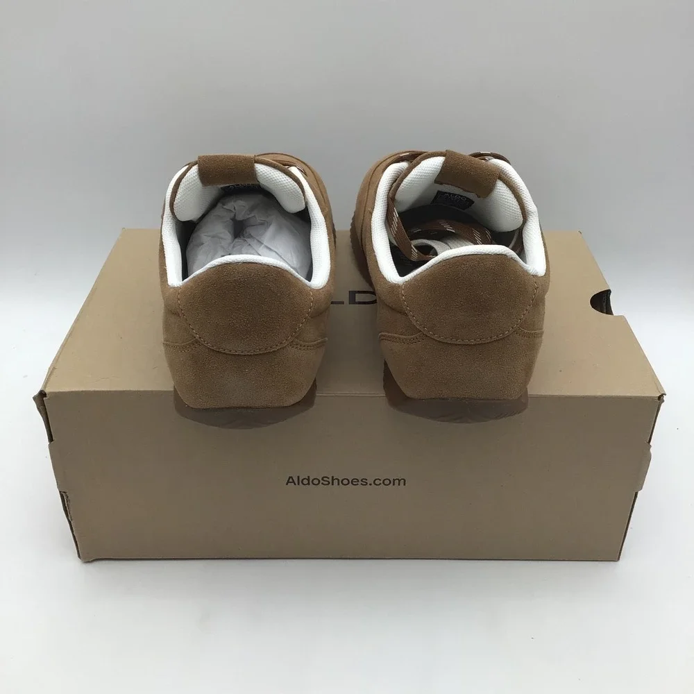 Aldo Nathaniell-230‎ Mens Tan Suede Low Top Sneakers Gum Sole Size 8 US NEW